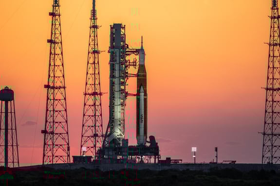 Image courtesy of NASA - Artemis I at Pad 39B - Sunrise, NASA ID: KSC-20220321-PH-JBS01_0043