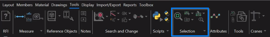 Status Selection located in the 'Tools' ribbon in SDS2